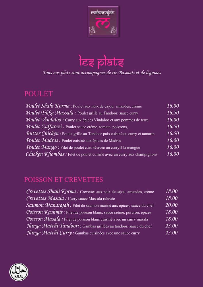 Le Maharajah - Scan Menu 1