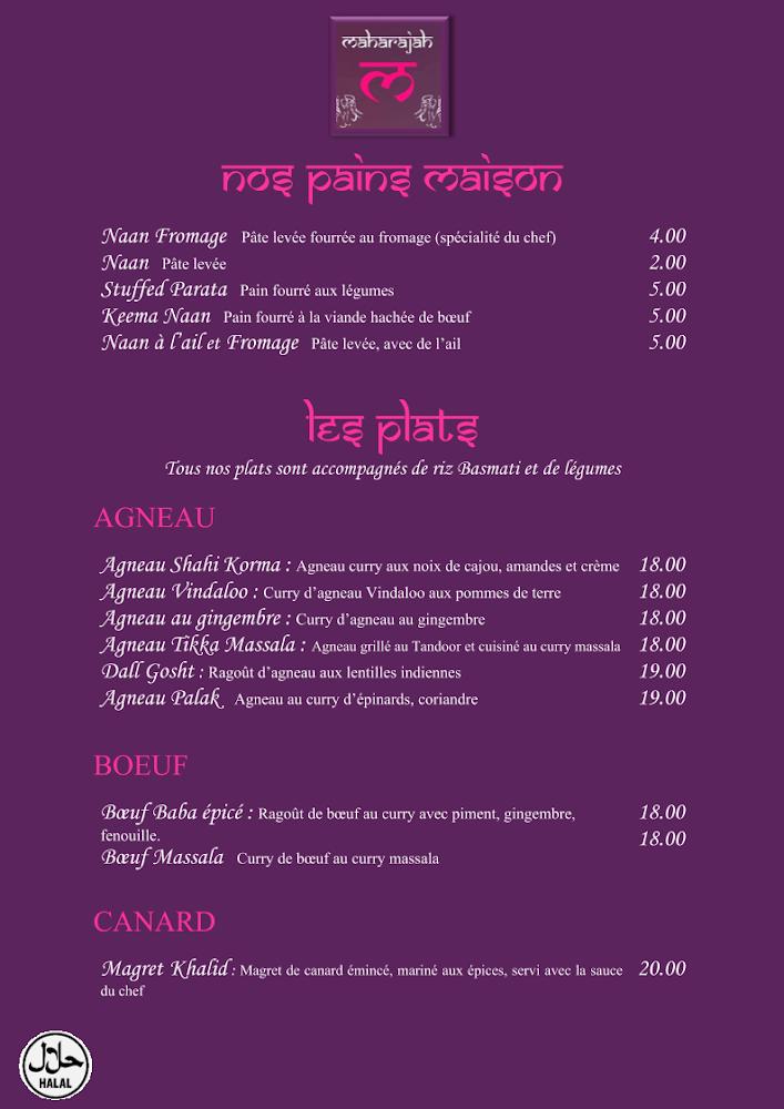 Le Maharajah - Scan Menu 3